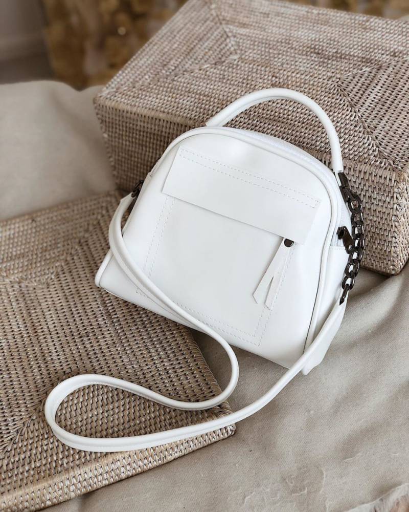 Сумка-бочонок "Салинас" на молнии с длинным ремешком в комплекте Romashka, Белый (1095)