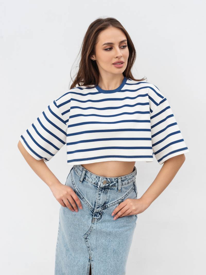 Футболка "Орхус" укороченная Romashka, Синий+, One size 15522