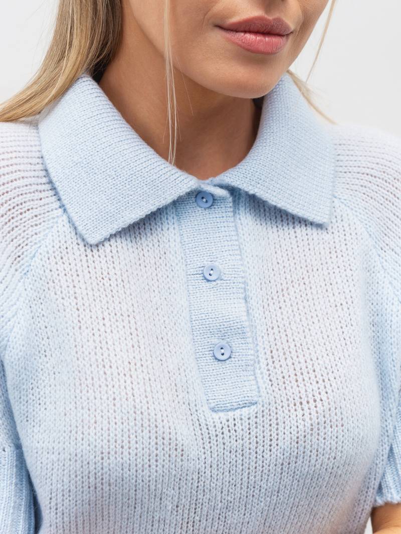 Вязаное поло "Скай" Romashka, Голубой, One size 20109