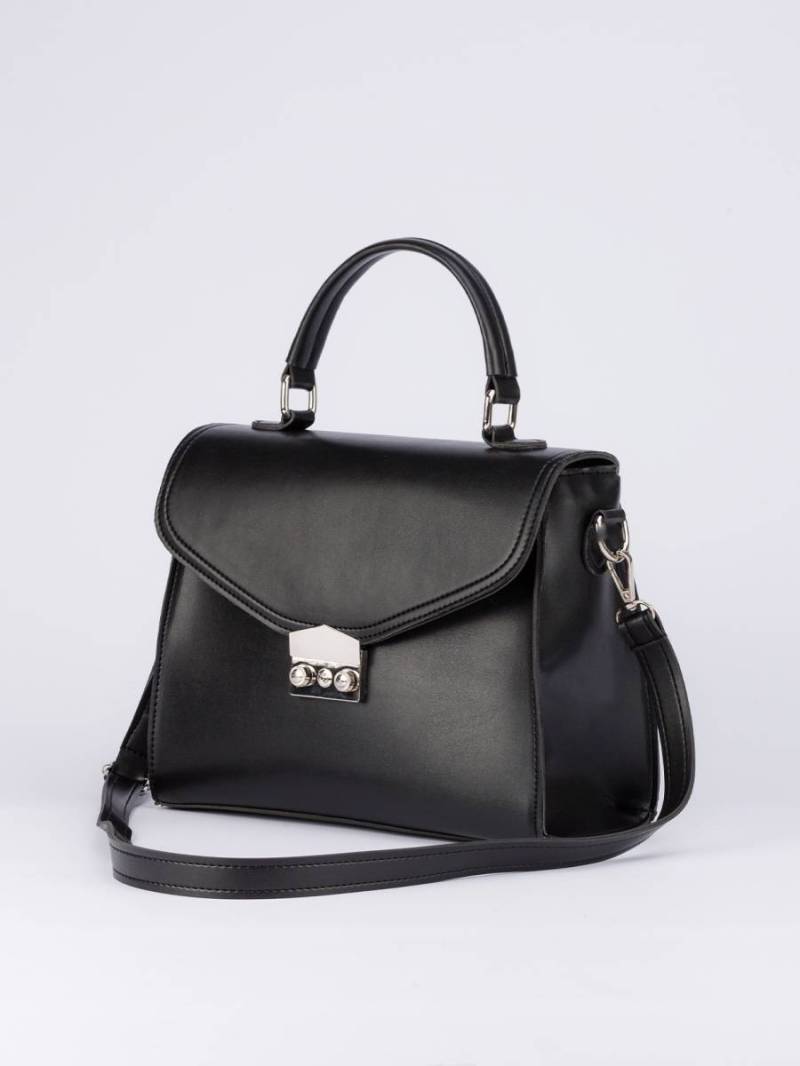 Сумка трапеция "Пеория" классическая в виде конвертика с замком фурла Romashka, Черный (1063)