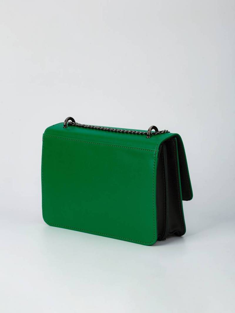 Клатч "Братислава" на цепочке прямоугольный гармошкой обьемный Romashka, Зеленый 10305