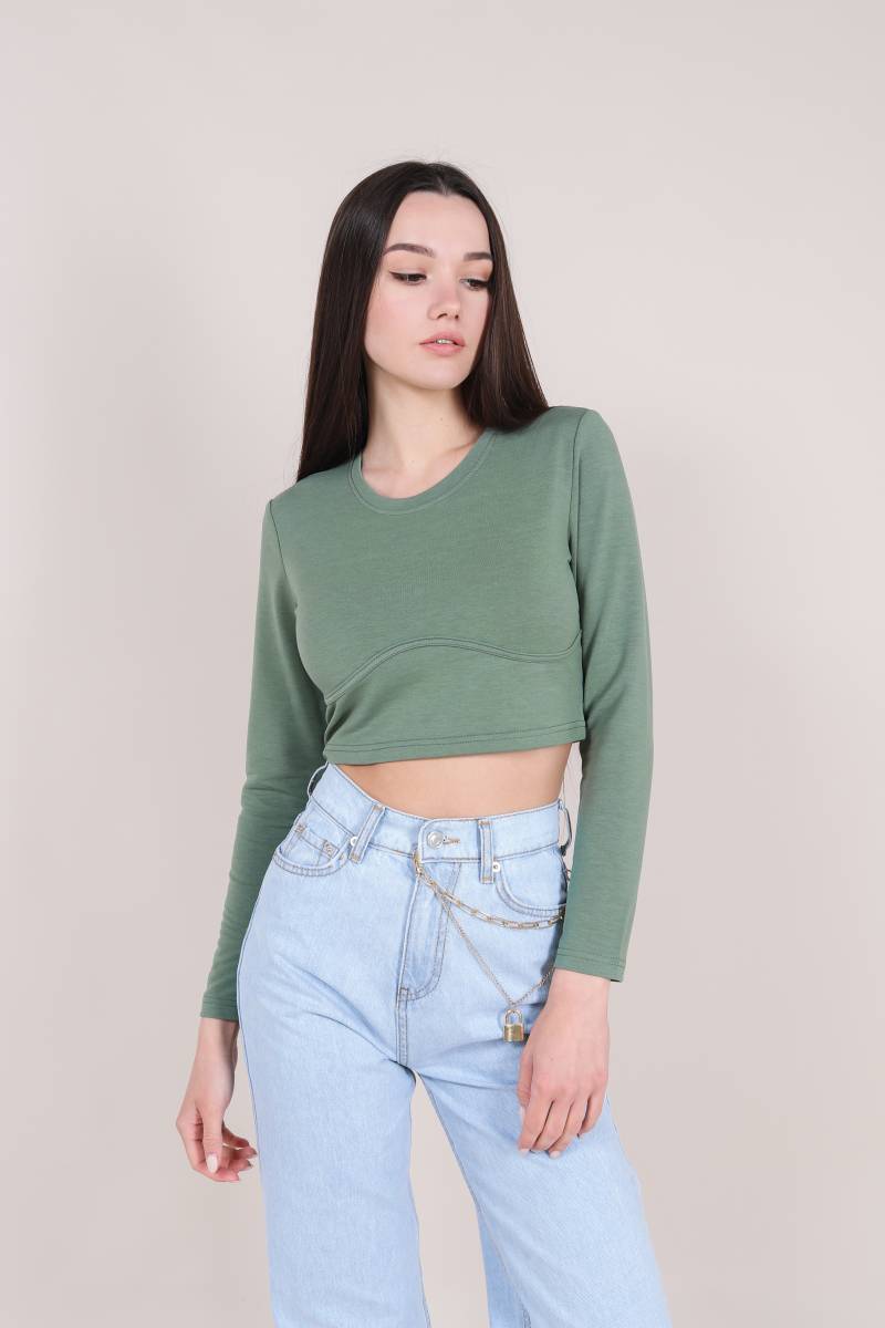 Топ "Бостон" с длинным рукавом Romashka, Фисташковый, L (3936)