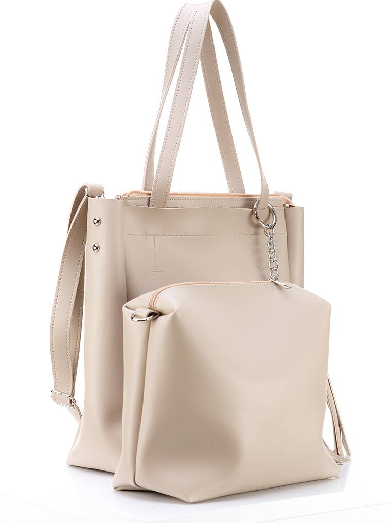 Шоппер "Равенна" с кисточками с длинными ручками и ремнем БРАК, Бежевый 11536