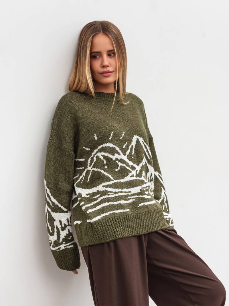 Свитер "Шепит" Romashka, Оливковый, One size 19753