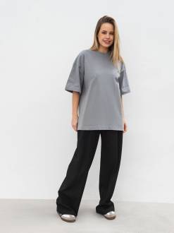 Футболка з цупкої 100% бавовни «Бейсік» Romashka, Серый, One size Tall 18927