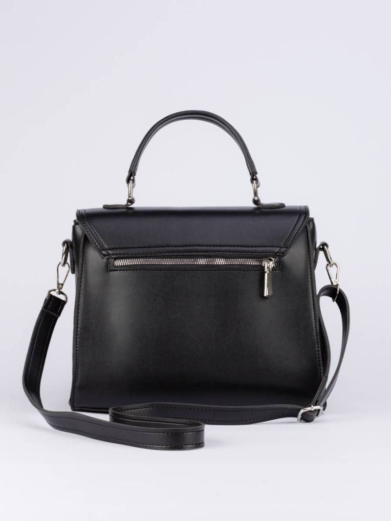 Сумка трапеция "Пеория" классическая в виде конвертика с замком фурла Romashka, Черный (1063)