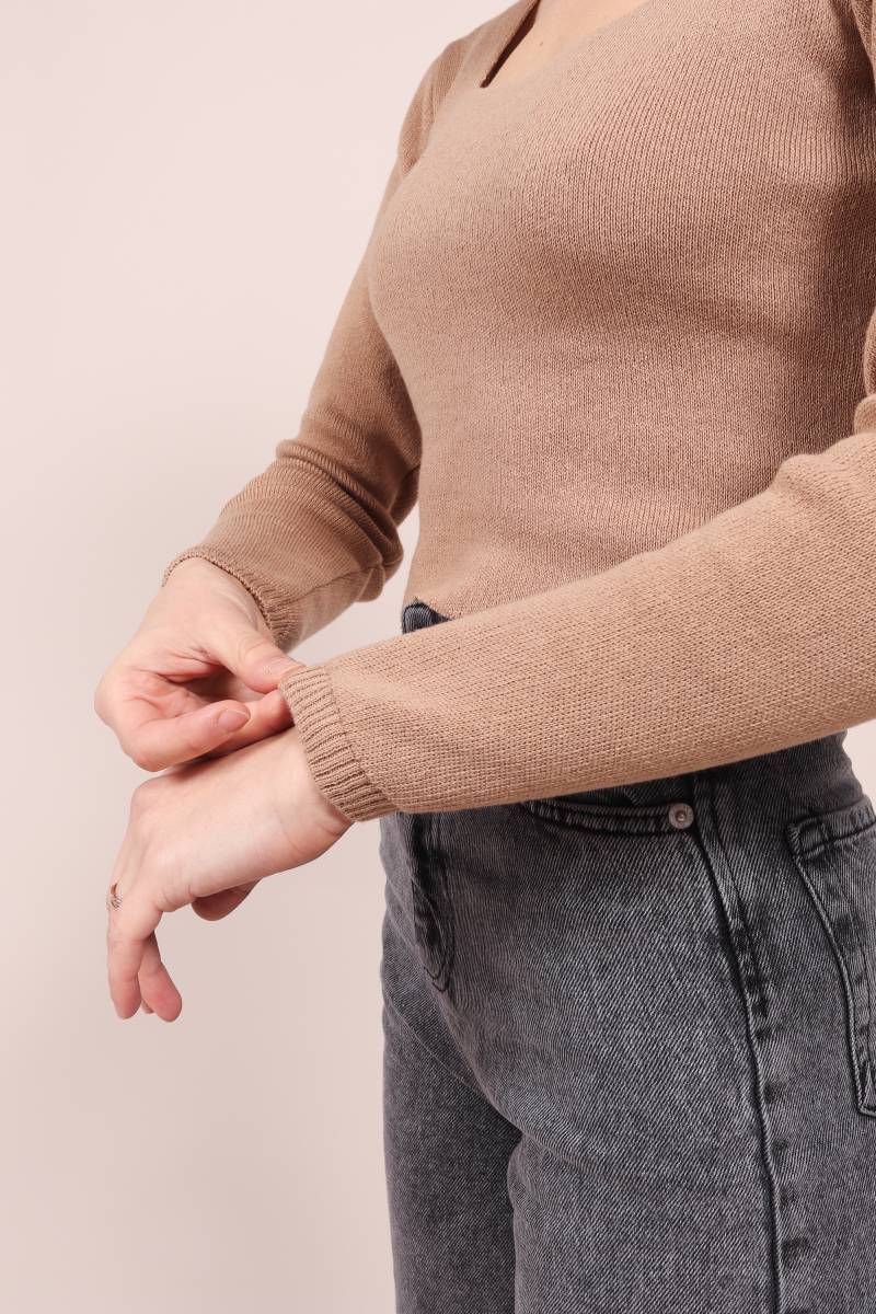 Топ "Брайтон" трикотажный с квадратным вырезом Romashka, S|M, Песочный (5215)