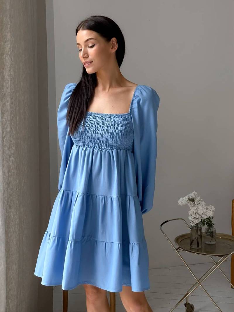 Платье "Мессина" свободного кроя Romashka, Голубой, XS|S 9863