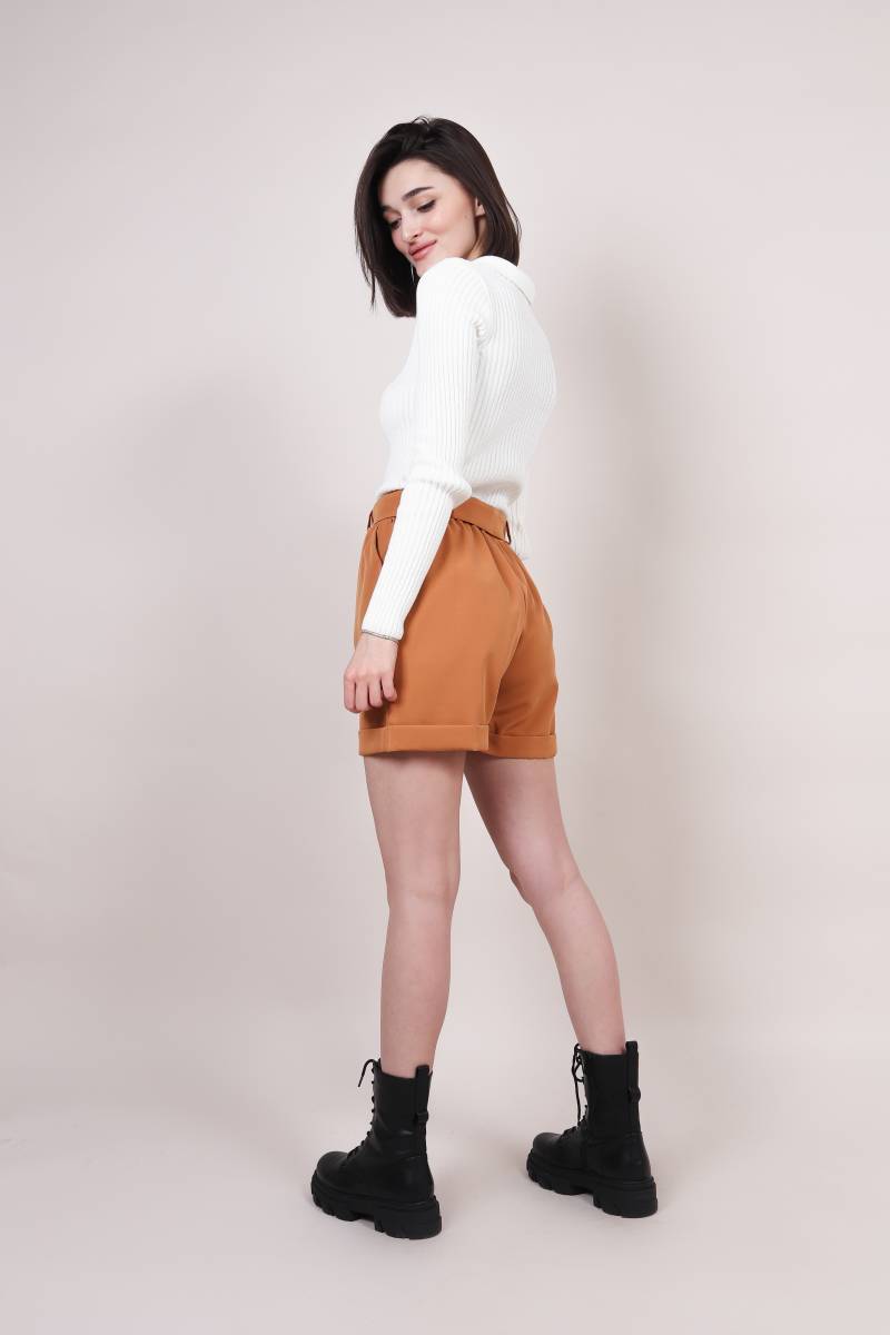 Шорты "Техас" с подворотом на пояске Romashka, Терракотовый, M (4194)