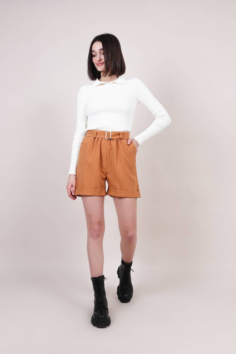 Шорты "Техас" с подворотом на пояске Romashka, Терракотовый, M (4194)