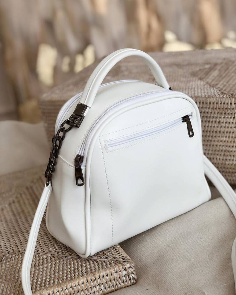 Сумка-бочонок "Салинас" на молнии с длинным ремешком в комплекте Romashka, Белый (1095)