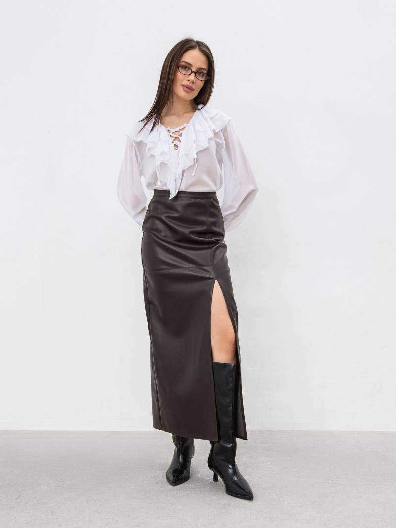 Юбка миди "Унна" Romashka, Коричневый, XL 19081