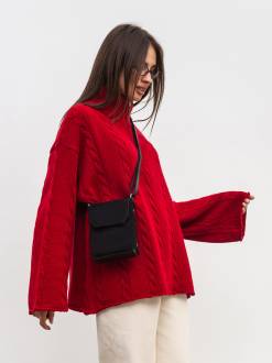 Сумка с комбинацией натуральной замши &quot;Тея&quot; Romashka, Черный+ 19924