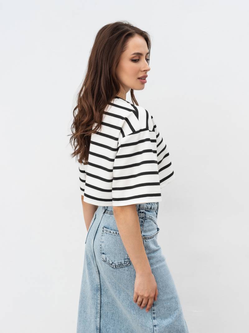 Футболка "Орхус" укороченная Romashka, Черный+, One size 15521