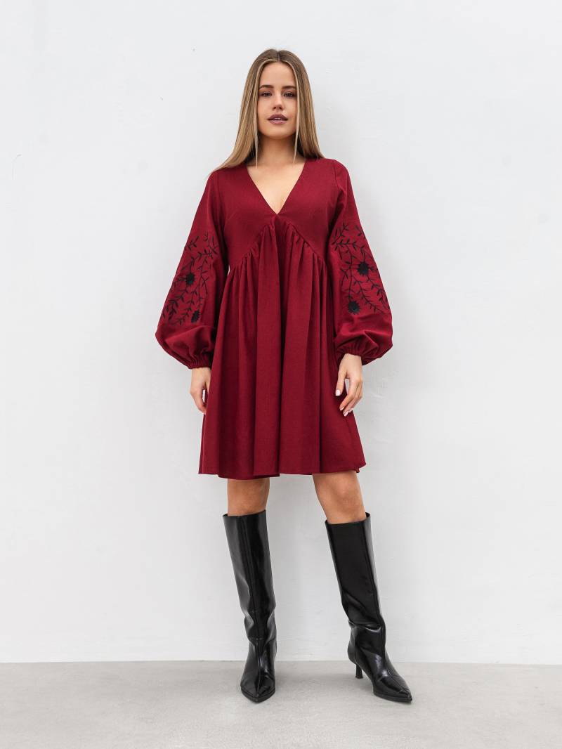 Платье с вышивкой "Калькутта" Romashka, Бордовый, XS 19172