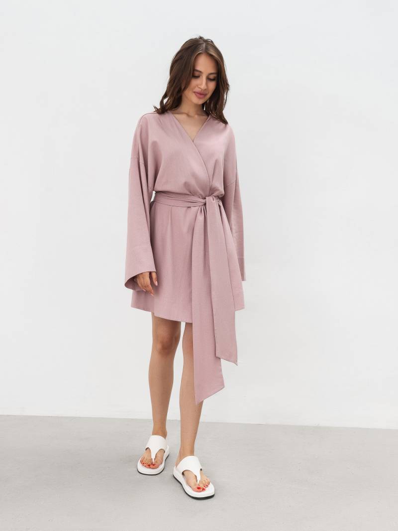 Платье кимоно "Токио" с пояском Romashka, Пудра, S|M 17959