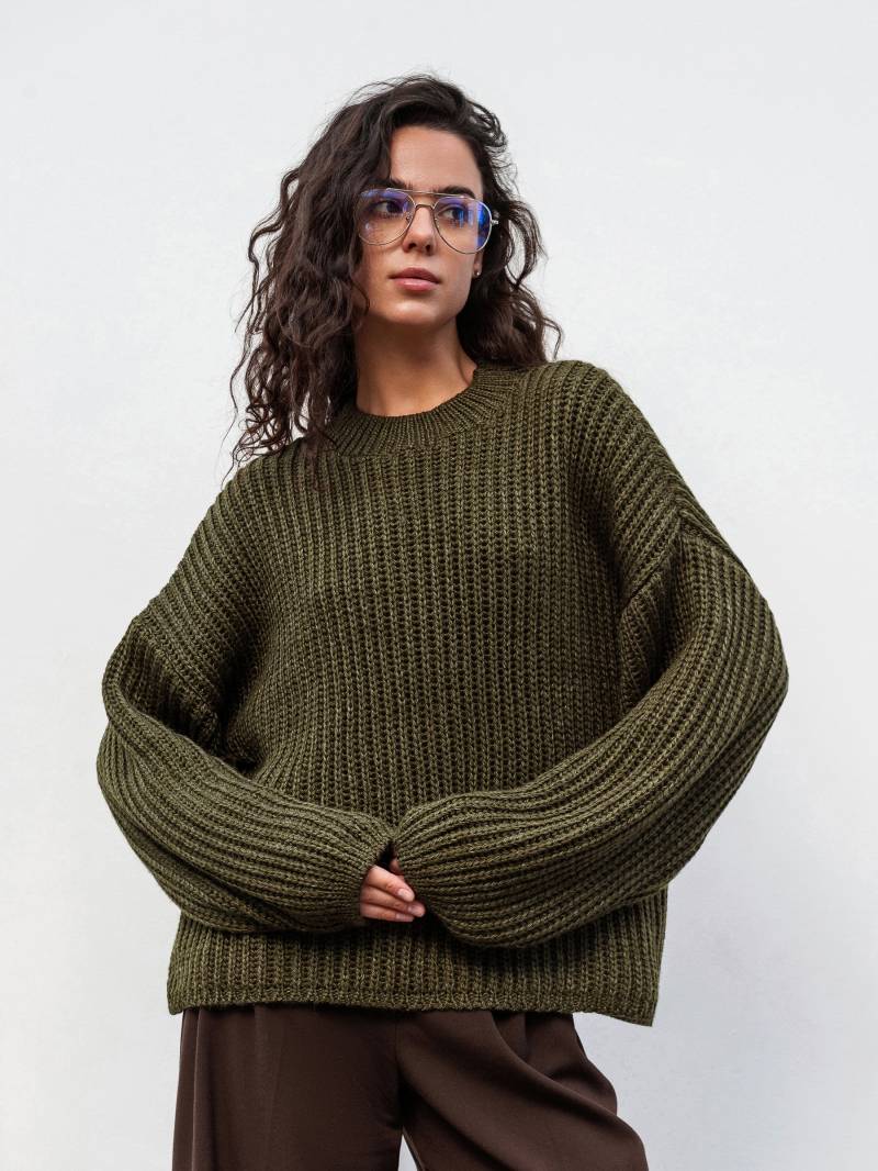 Свитер "Кентукки" свободного кроя Romashka, Оливковый, One size 19705