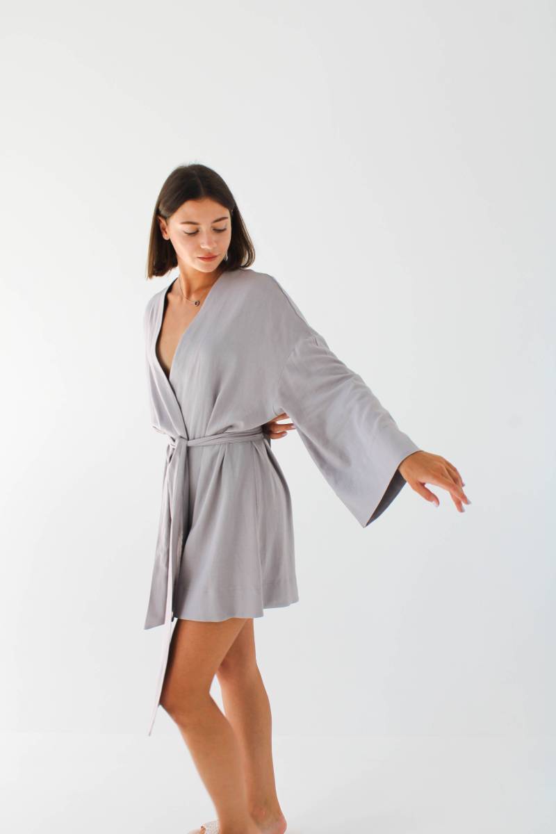 Платье кимоно "Токио" с пояском Romashka, Серый, One size 9921