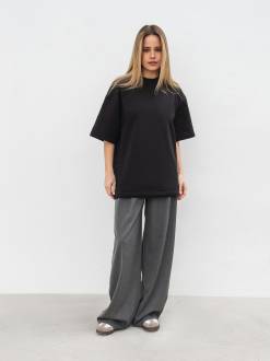 Футболка з цупкої 100% бавовни «Бейсік» Romashka, Черный, One size Tall 18919