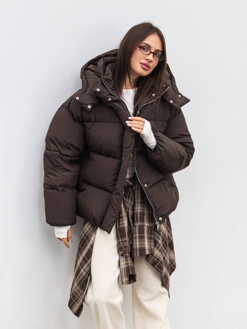 Пуховик "Монблан" Romashka, Коричневый, XS|S 19862