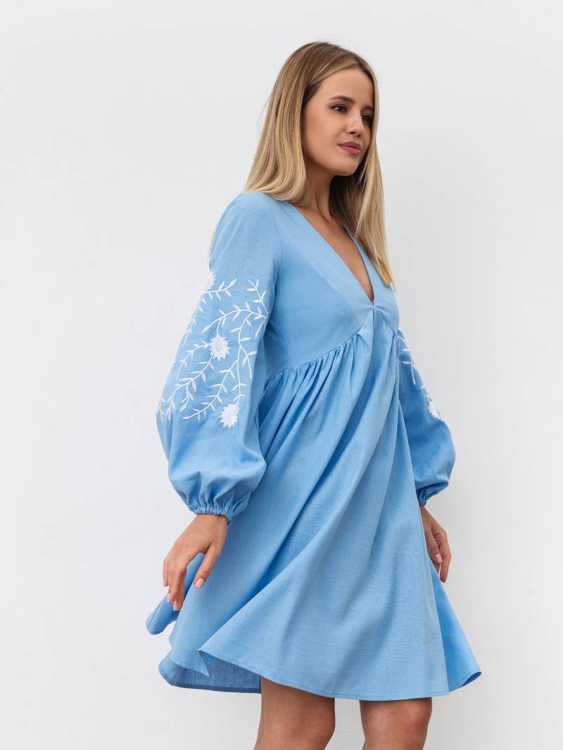 Платье с вышивкой "Калькутта" Romashka, Голубой, XL 17864