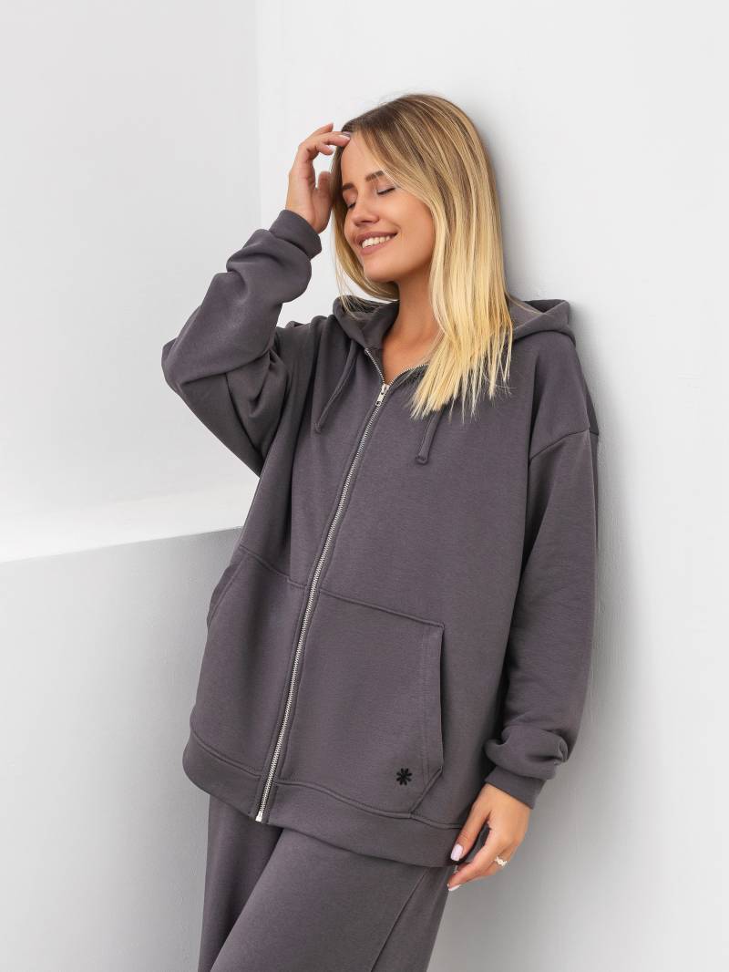 Худи на молнии "Анако" с капюшоном Romashka, Серый, L|XL 16828