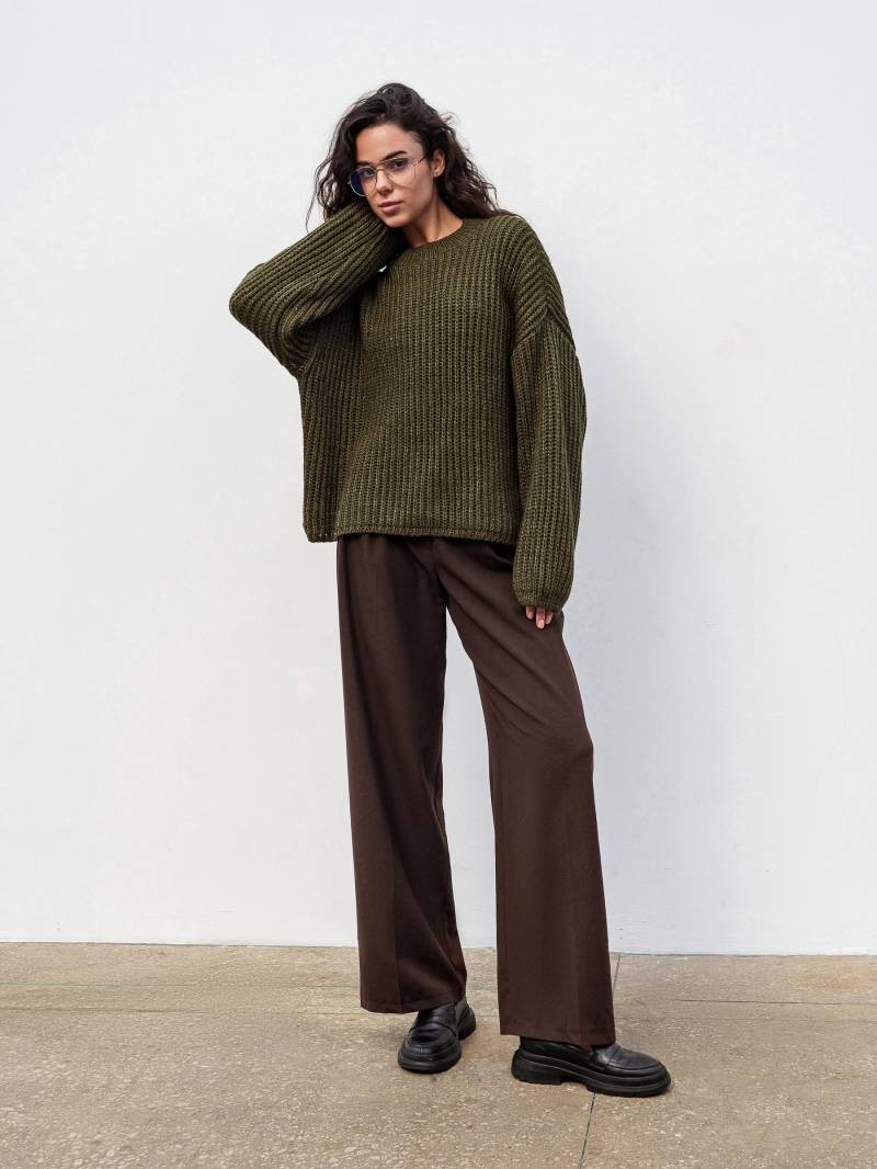 Свитер "Кентукки" свободного кроя Romashka, Оливковый, One size 19705