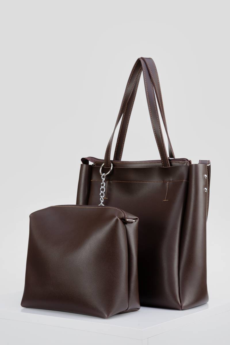 Шоппер "Равенна" с кисточками с длинными ручками и ремнем Romashka, Коричневый 11025