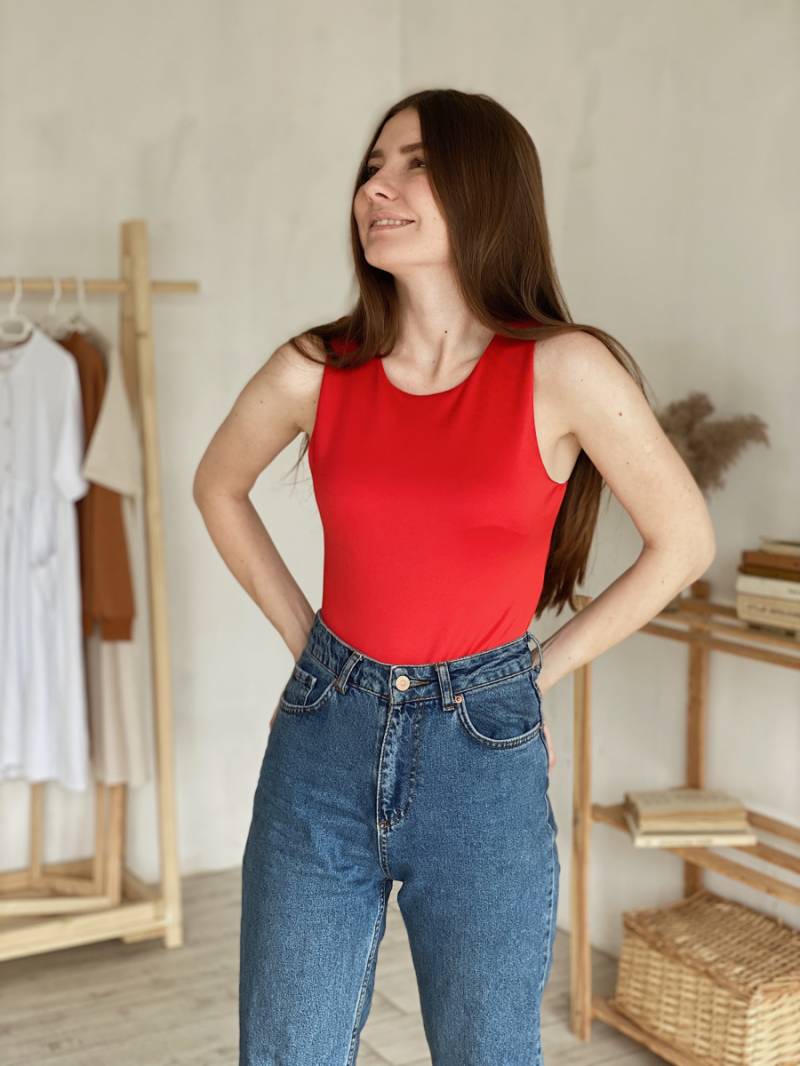 Боди-маечка "Гавана" на кнопках Romashka, Красный, М (3824)