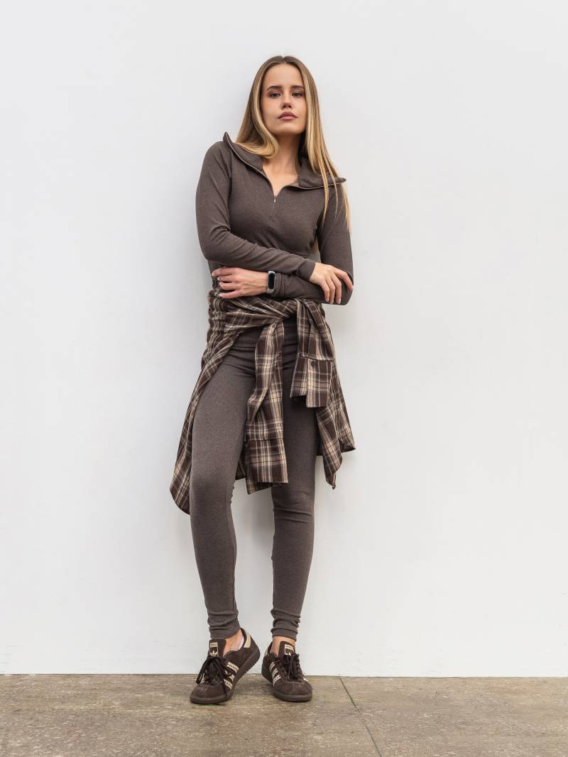 Легинсы из микрофлиса "Флекс" Romashka, Коричневый, М 19915