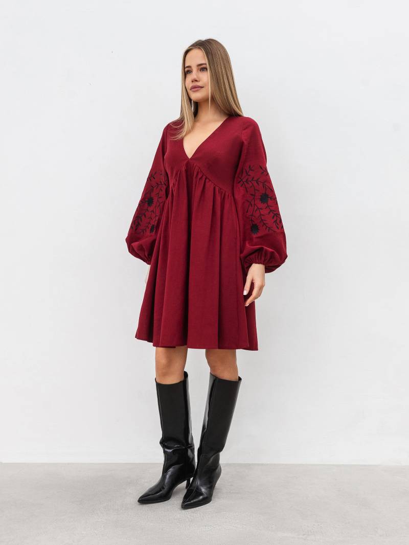Платье с вышивкой "Калькутта" Romashka, Бордовый, M 19174