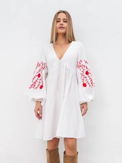 Платье с вышивкой "Калькутта" Romashka, Теплый белый, S 19163