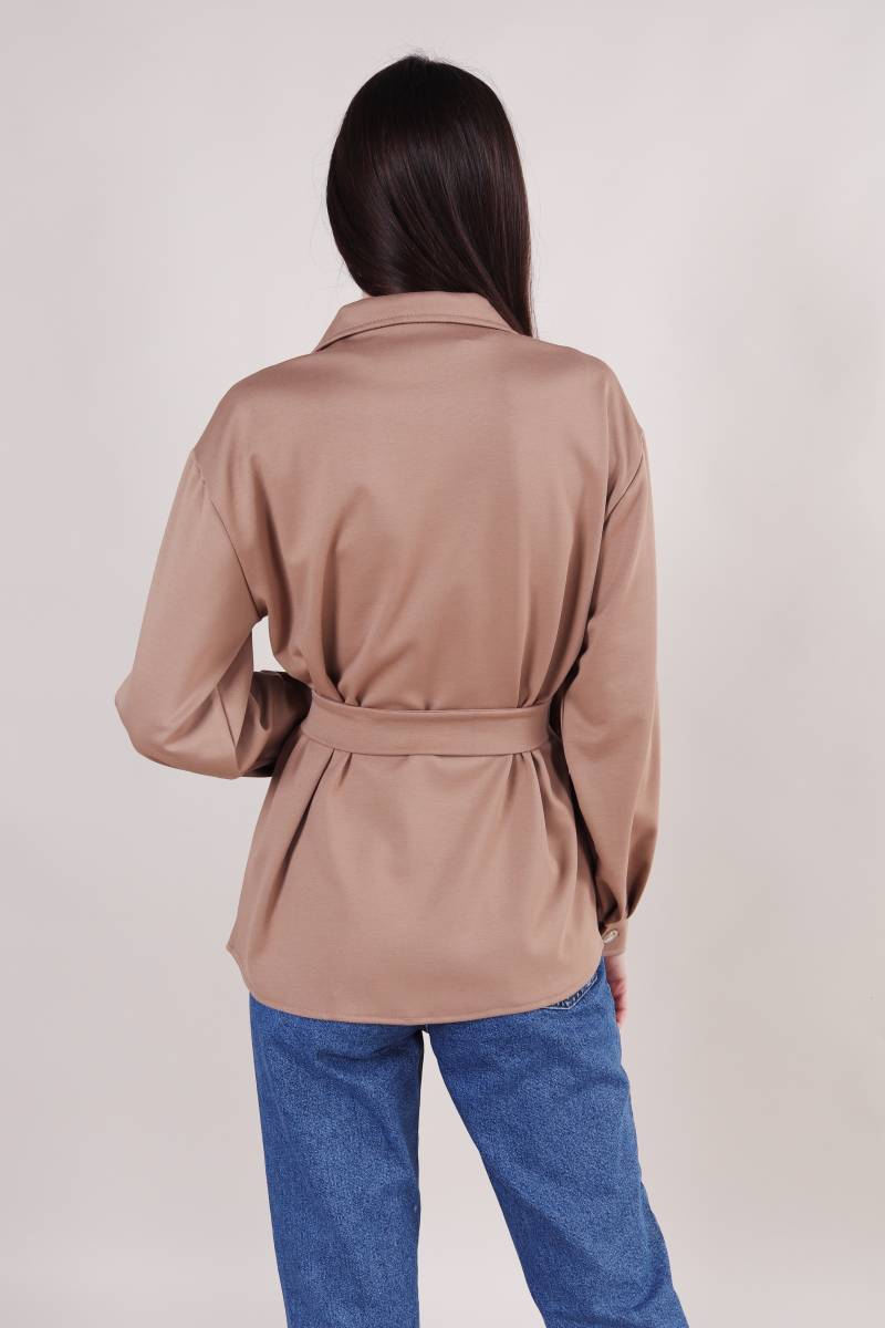 Рубашка "Томск" удлиненная с поясом Romashka, Песочный, M|L (5007)