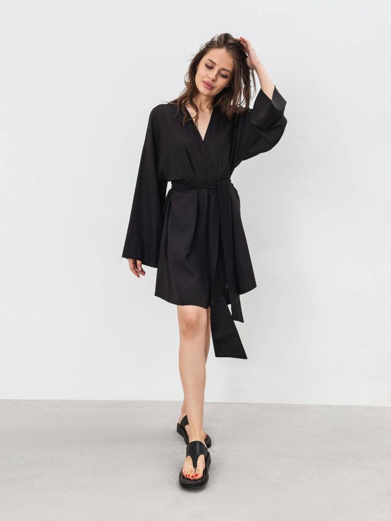 Платье кимоно "Токио" с пояском Romashka, Черный, S|M 17963
