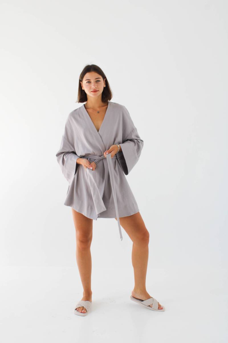 Платье кимоно "Токио" с пояском Romashka, Серый, One size 9921