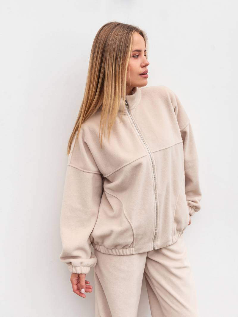 Удлиненный флисовый бомбер "Норд" Romashka, Бежевый, M|L 19780