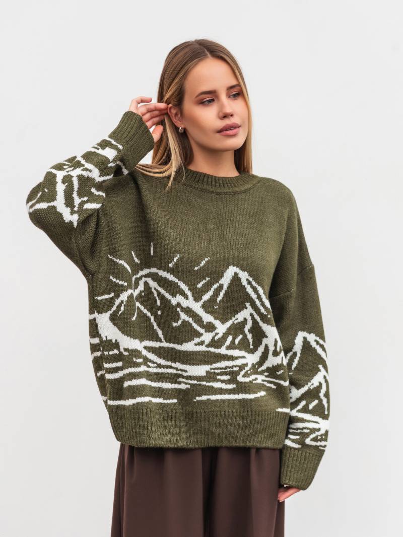 Свитер "Шепит" Romashka, Оливковый, One size 19753