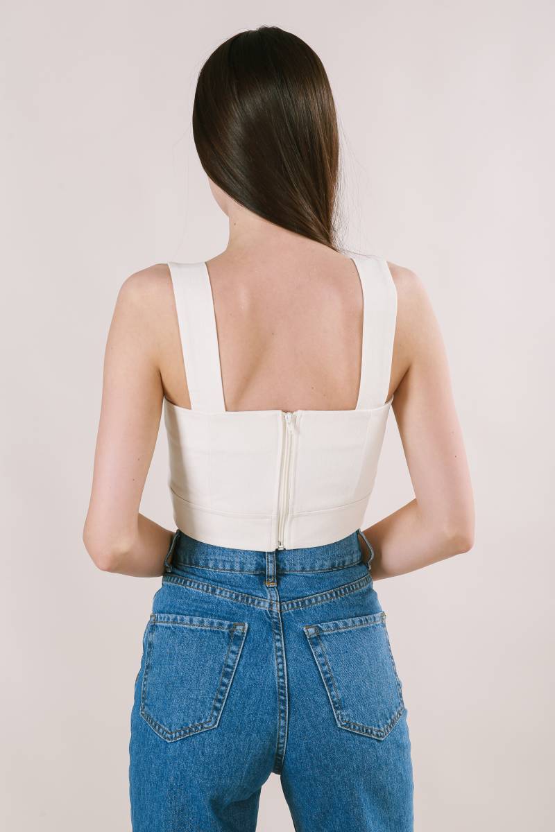 Топ "Кельн" с квадратным вырезом из плотного котона Romashka, Молочный, M (4492)