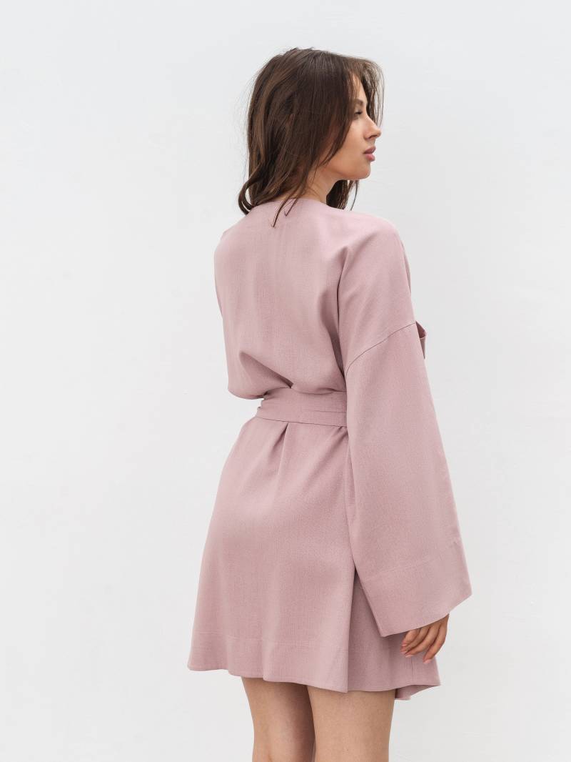 Платье кимоно "Токио" с пояском Romashka, Пудра, S|M 17959