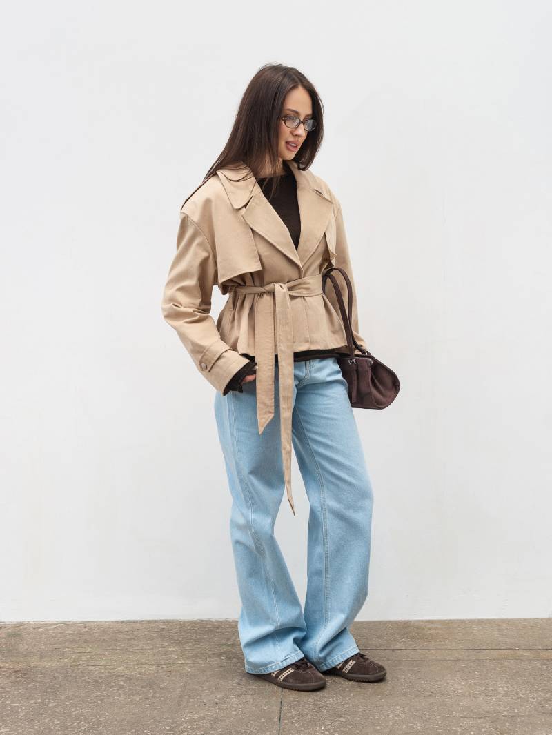 Укороченный тренч "Аксис" Romashka, Бежевый, M|L 20161