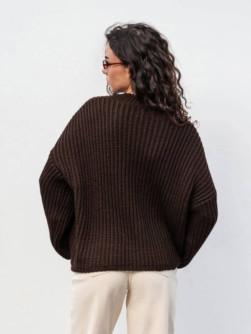 Свитер "Кентукки" свободного кроя Romashka, Темно-коричневый, One size 19731