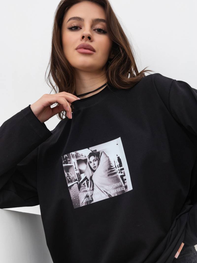 Лонг «Бриджит» с принтом Romashka, Черный, One size 17096