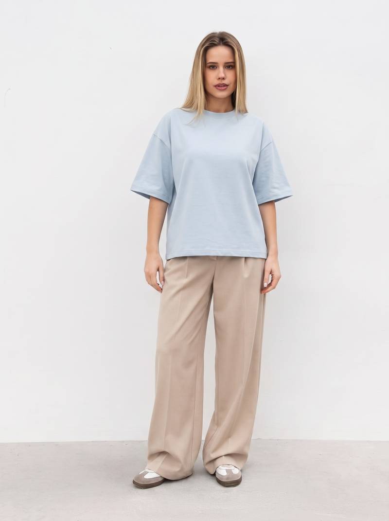 Футболка з цупкої 100% бавовни «Бейсік» Romashka, Светло-голубой, One size Petite 20448