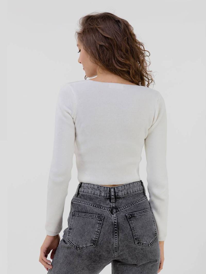 Топ "Брайтон" трикотажный с квадратным вырезом Romashka, S|M, Белый (5217)