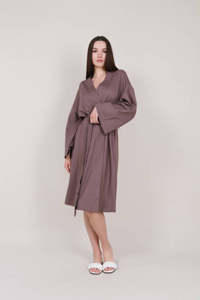 Платье кимоно "Токио" длины миди с пояском Romashka, Кофейный, One size (4651)