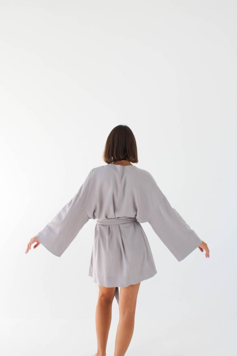 Платье кимоно "Токио" с пояском Romashka, Серый, One size 9921