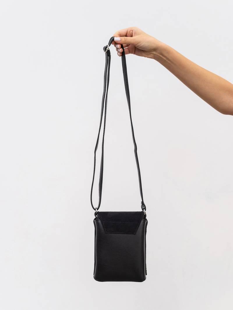 Сумка с комбинацией натуральной замши "Тея" Romashka, Черный+ 19924