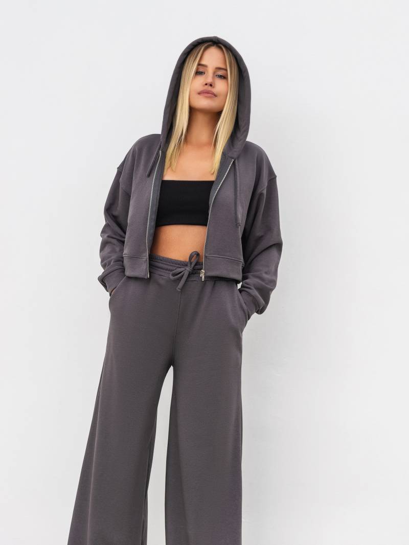 Худи на молнии "Ехидо" укороченное с капюшоном Romashka, Cерый, L|XL 16818