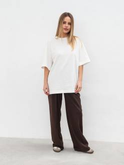 Футболка з цупкої 100% бавовни «Бейсік» Romashka, Молочный, One size Tall 18917