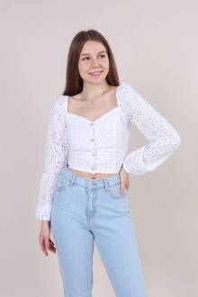Блуза "Паттайя" кружевная Romashka, Белый, S (9495)